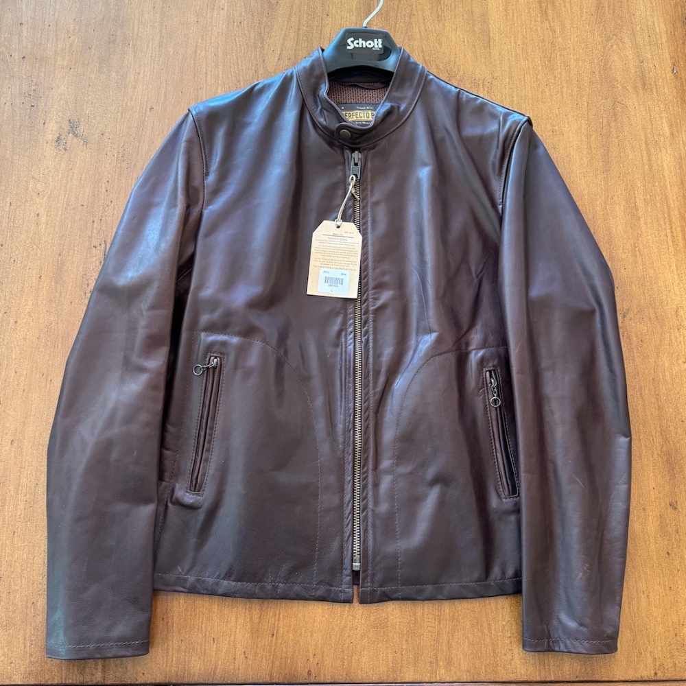 Schott NYC New Unlined Cowhide Cafe Racer Jacket (Size L)